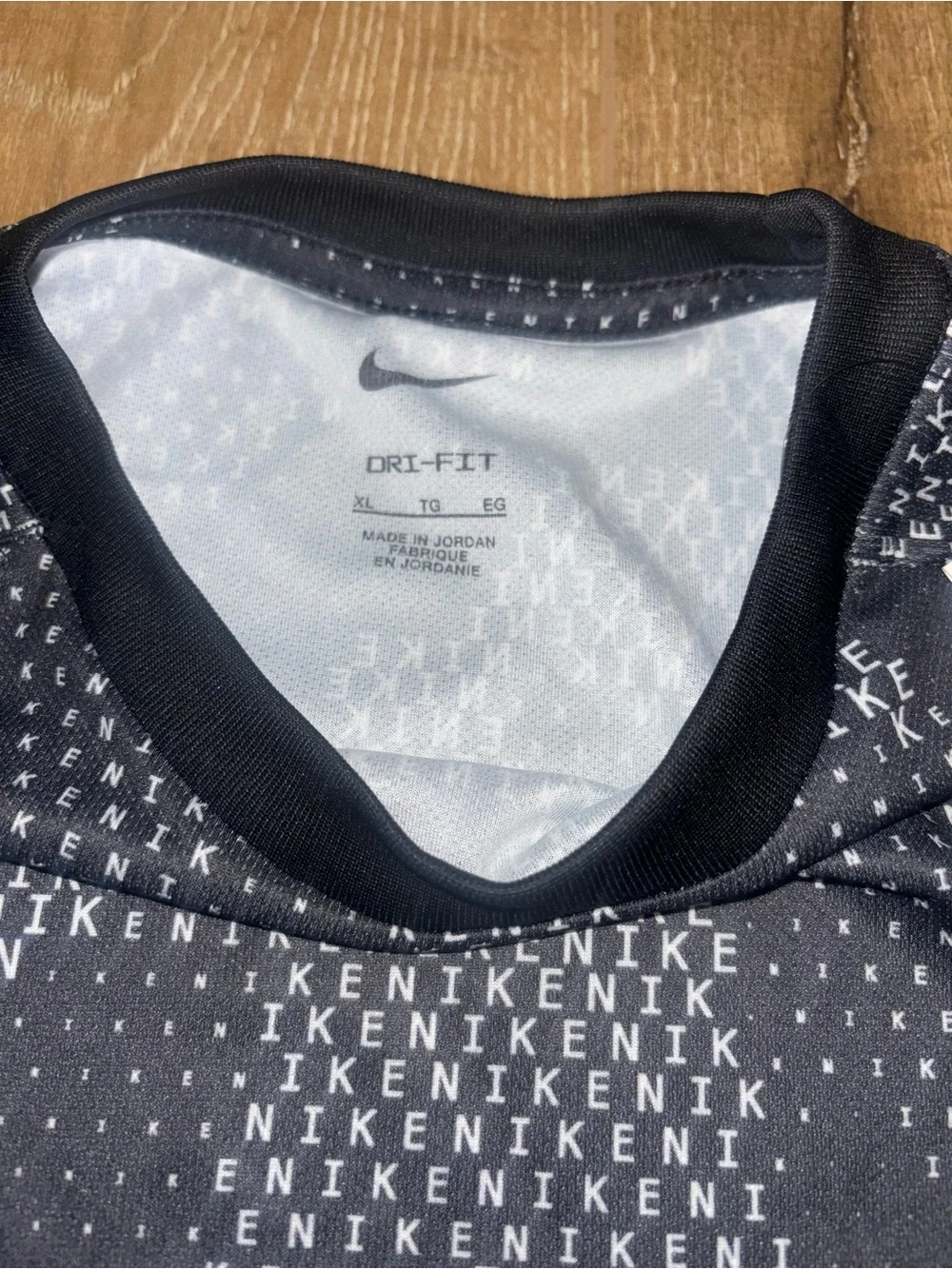 Nike Kids Black Patterned Dri-FIT Short Sleeve Shirt